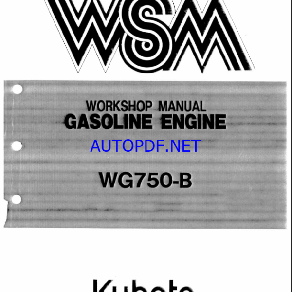 Kubota WG750-B Gasoline Engine Workshop Manual