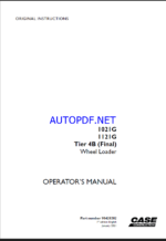 Case 1021G, 1121G Tier 4B Final Wheel Loader Operators Manual (90428282) (January 2021)