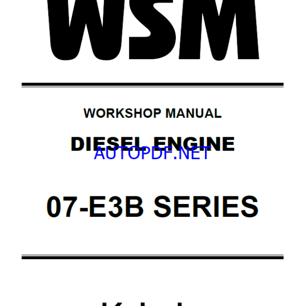 Kubota 07-E3B SERIES Diesel Engine Workshop Manual