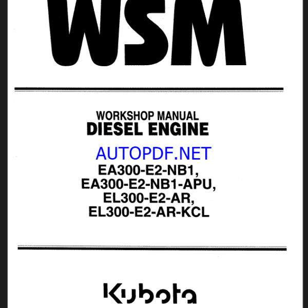 Kubota EAEL 300-E2 series Diesel Engine Workshop Manual
