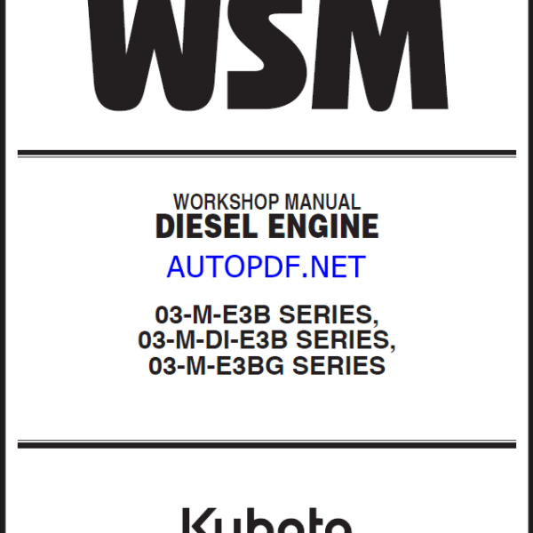 Kubota 03-M-E3B SERIES 03-M-DI-E3B SERIES 03-M-E3BG SERIES (2) Workshop Manual
