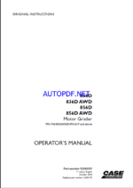 Case 836D, 836DAWD, 856D, 856DAWD Motor Grader Operators Manual (92280557) (October 2024)