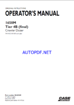 Case 1650M Tier 4 Final Crawler Dozer Operators Manual (90429305) (December 2020)