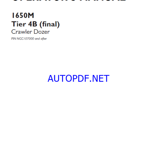 Case 1650M Tier 4 Final Crawler Dozer Operators Manual (90429305) (December 2020)