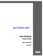 Case 1500, 1800, 2000 Cruz Crane Service Manual (S406169M3)