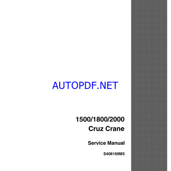 Case 1500, 1800, 2000 Cruz Crane Service Manual (S406169M3)