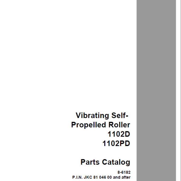 Case 1102D, 1102PD Vibrating Self Propelled Roller Parts Catalog (8-6182)