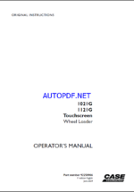 Case 1021G, 1121G Touchscreen Wheel Loader Operators Manual (92258966) (June 2024)