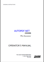 Case CX25D Mini Excavator Operators Manual (92665420) (April 2025)