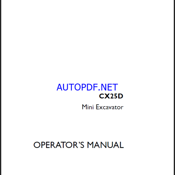 Case CX25D Mini Excavator Operators Manual (92665420) (April 2025)
