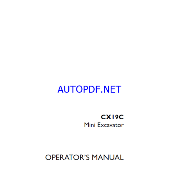 Case CX19C Mini Excavator Operators Manual (92073199) (May 2023)