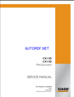 Case CX12D, CX14D Mini Excavator Service Manual (92642579) (January 2025)