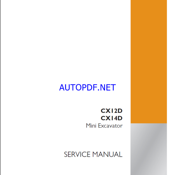 Case CX12D, CX14D Mini Excavator Service Manual (92642579) (January 2025)
