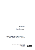 Case CX25EV Mini Excavator Operators Manual (92254774) (April 2024)