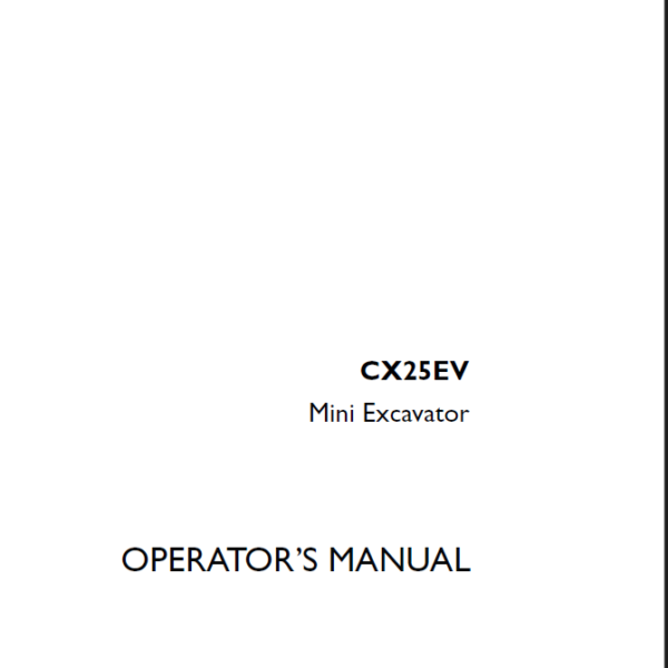 Case CX25EV Mini Excavator Operators Manual (92254774) (April 2024)