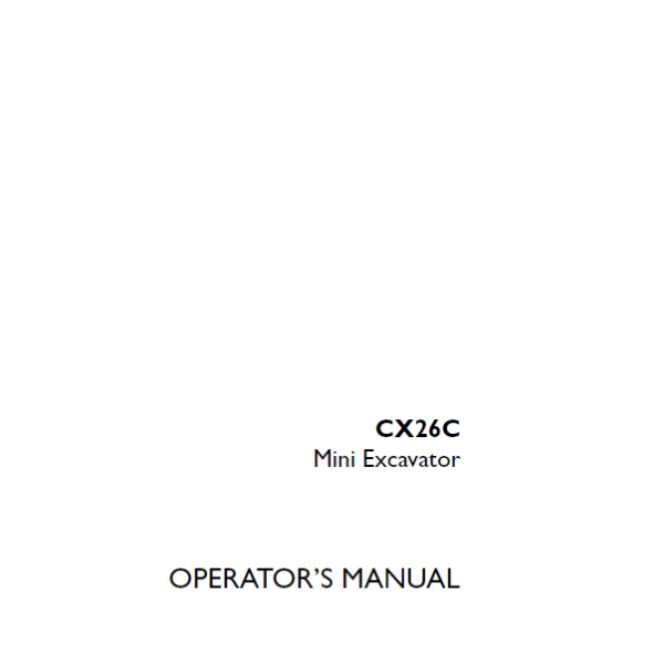 Case CX26C Mini Excavator Operators Manual (92073423) (June 2023)