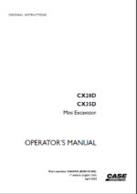 Case CX28D, CX35D Mini Excavator Operators Manual (92665926) (April 2025)