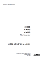 Case CX30D, CX34D, CX38D Mini Excavator Operators Manual (B280101044) (April 2025)