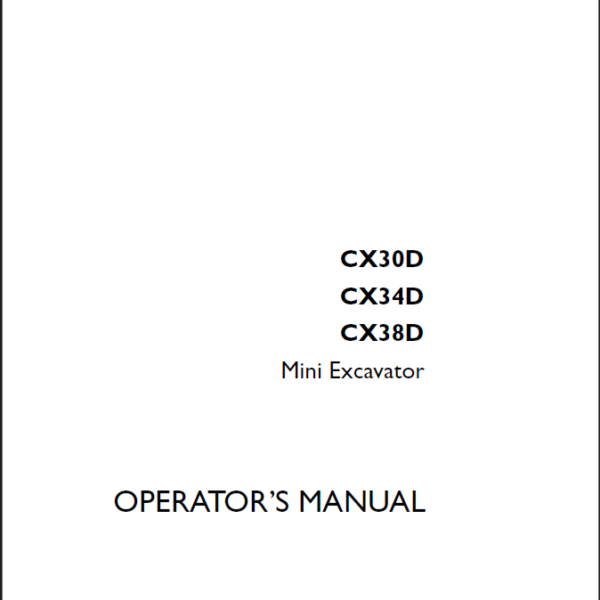Case CX30D, CX34D, CX38D Mini Excavator Operators Manual (B280101044) (April 2025)