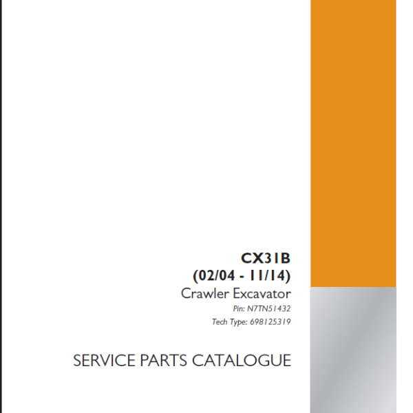 Case CX31B Crawler Excavator Service Parts Catalogue (698125319PC) (September 2024)