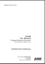 Case CX36B Tier 4B Final Compact Hydraulic Excavator Operators Manual (S2PX00050ZE03) (November 2015)