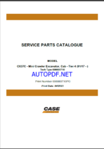 Case CX37C Tier 4 Mini Excavator Service Parts Catalogue (698893710PC) (April 2023)