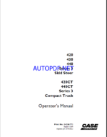 Case 420, 430, 440 Series 3 Skid Steer and 420CT, 440CT Series 3 Compact Track Operators Manual (84286773)