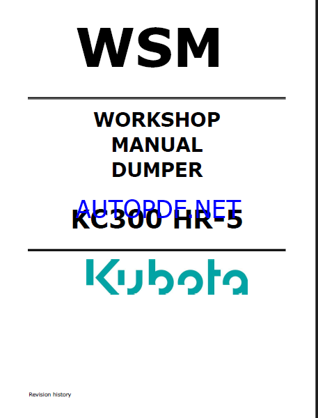 Kubota KC300 HR-5 Dumper Workshop Manual