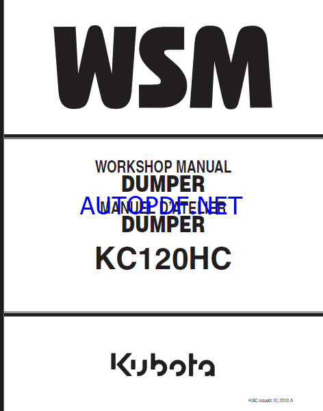 Kubota KC120HC Dumper Workshop Manual