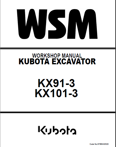 Kubota KX91-3 KX101-3 Excavator Workshop Manual