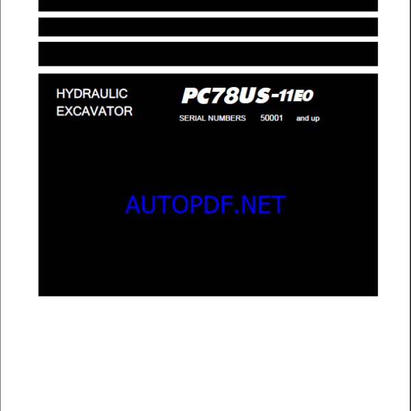 Komatsu PC78US-11E0 Crawler Excavator Shop Manual (SEN06854-12) (SN 50001-UP)