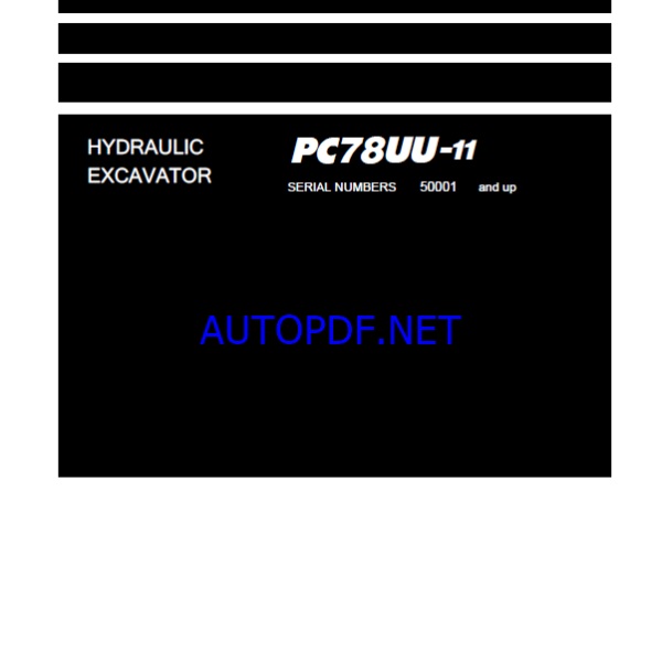 Komatsu PC78UU-11 Crawler Excavator Shop Manual (SEN06960-04) (SN 50001-UP)