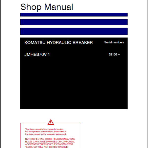 Komatsu JMHB370V-1 Attachment Shop Manual (SEN06684-10) (SN 52156-UP)