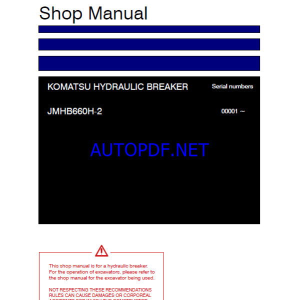 Komatsu JMHB660H-2 Attachment Shop Manual (SEN06977-08) (SN 00001-00069)