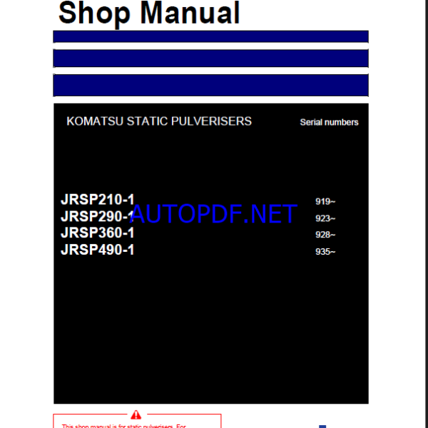 Komatsu JRSP490-1 Attachment Shop Manual (RENBM0102-00)