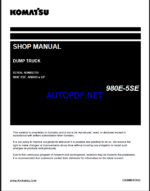 Komatsu 980E-5SE Rigid Dump Truck Shop Manual (CEBM041102) (SN A60019-A60044)Komatsu 980E-5SE Rigid Dump Truck Shop Manual (CEBM041102) (SN A60019-A60044)