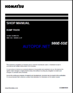Komatsu 980E-5SE Rigid Dump Truck Shop Manual (CEBM041800) (SN A60045-UP)