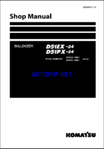 Komatsu D51EX-24, D51PX-24 Crawler Dozer Shop Manual (SEN06617-16) (SN 10001-UP)