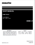 Komatsu 930E-5 Rigid Dump Truck Shop Manual (CEBM039403) (SN A40067-A40215)