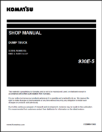 Komatsu 930E-5 Rigid Dump Truck Shop Manual (CEBM041302) (SN A40512-UP)
