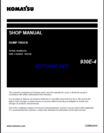 Komatsu 930E-4 Rigid Dump Truck Shop Manual (CEBM020506) (SN A30693-A30748)