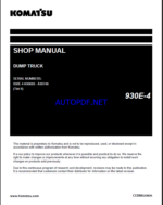 Komatsu 930E-4 Rigid Dump Truck Shop Manual (CEBM020606) (SN A30693-A30748)
