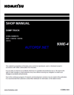 Komatsu 930E-4 Rigid Dump Truck Shop Manual (CEBM021805) (SN A30750-A30795)