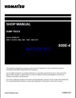 Komatsu 930E-4 Rigid Dump Truck Shop Manual (CEBM030304)