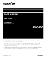 Komatsu 930E-4SE Rigid Dump Truck Shop Manual (CEBM039002) (SN A32194-UP)