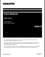 Komatsu 930E-5 Rigid Dump Truck Shop Manual (CEBM032212) (SN A40004-A40066)