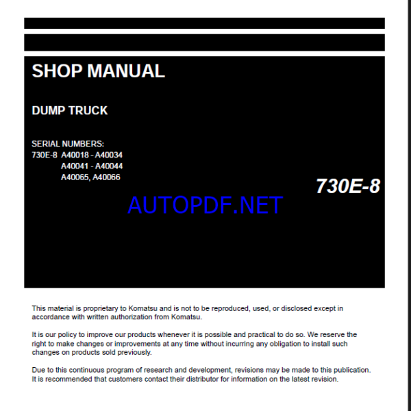 Komatsu 730E-8 Rigid Dump Truck Shop Manual (CEBM032505)