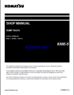 Komatsu 830E-5 Rigid Dump Truck Shop Manual (CEBM032114) (SN A50003-A50153)