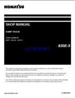 Komatsu 830E-5 Rigid Dump Truck Shop Manual (CEBM035507) (SN A50154-A50173)