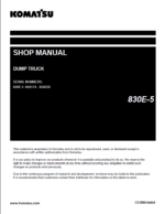 Komatsu 830E-5 Rigid Dump Truck Shop Manual (CEBM036805) (SN A50174-A50220)